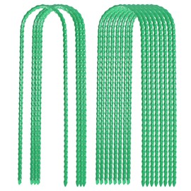 10"x2" Trampolines Wind Stakes Green Heavy Duty U Shape Steel Garden Stakes Ground Anchors with Sharp End for Camping Tent, Garden Staples, Trampoline Pins (24)