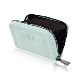 Denovin Credit Card Holder, Coquette Cute Bow Ladies Card Wallet, Business Card Holder Small Wallets Woman for Key, Cash, Change, ID Card (Blue)