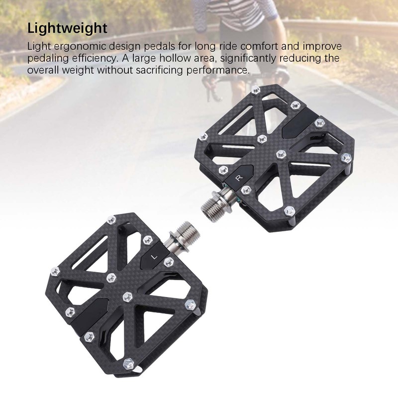 Mountain Cycling Pedals Carbon Fiber 3 Bearing Anti Slip Hollow