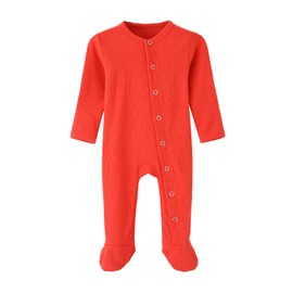 ACESTAR Newborn Baby Footed Pajamas with Mitten Cuffs - Cotton Unisex Snap-Up Baby Sleepers for Sleep and Play Footies Pjs (3-6 Months, Red)