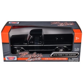 DCD 1979 Ford F-150 Custom Pickup Truck Timeless Legends Series 1/24 Diecast Model Car by Motormax Black Color