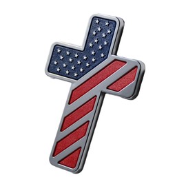 3D Christian Cross Car Emblem - American Flag Patriotic Jesus Cross Badge - Premium Automotive Grade Decal for Trucks, SUVs, Cars, Laptops, Toolboxes, Mailbox - Weatherproof & Secure Adhesive