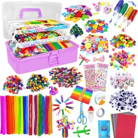 zycBernoi 3000+ Bastelset Kinder, Arts and Crafts Supplies for Kids, Pfeifenreiniger Bunt Bastelkoffer Kinder, DIY Set für Kinder Zum Basteln und Dekorieren