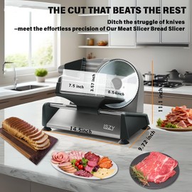 Meat Slicers, Electric Meat Slicer Machine for Home with 2 Removable 7.5'' Blades ETL Certified, Adjustable Thickness Deli Slicer-Food Cutter Machine for Bread Cheese