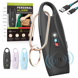 Personal Safety Alarm for Women – Rechargeable Safe Personal Alarm for Women Kids and Elders – Upgraded Dual-Color Red and Blue Strobe Light – 130dB Loud Siren – Safety Alarm Keychain with LED Light