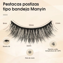 Pestañas Manyina Mink 3d Naturales Resistente Agua - 5 Pares
