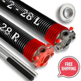Torsion Springs (Pair) with Winding Bars and Center Bearing – 0.262" x 2" x 33"