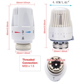 Temperature Control Valve, M30 x 1.5 System Thermostat Radiator Head, Automatic Standard Radiator Valve Replacement, Fixed Head, Thermostatic Radiator Valve, Heating System (Only 2 Type Head)