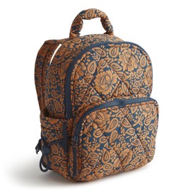 Vera Bradley Women's Featherweight Small Banbury Backpack Bookbag, Lotus Montage Roasted Pecan, One Size