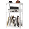 LELELINKY White Side Table,Small Printer Stand with Storage Shelf,3 Tier