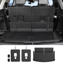JOULARISE Cargo Mat Backrest Mats for 2021-2025 Jeep Grand Cherokee L(3rd Row Manual Fold Seatbacks Only), All Weather TPE Trunk Cargo Liner Car Mat Accessories(Cargo Mat+3rd Row Backrest Mat)