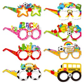Estivaux 16 PCS Back to School Eyeglasses Fancy Welcome Back to School Headband First Day of School Eyeglasses Clock Books School Bus Photo Props for Preschool Welcome Back Party Favor Decor