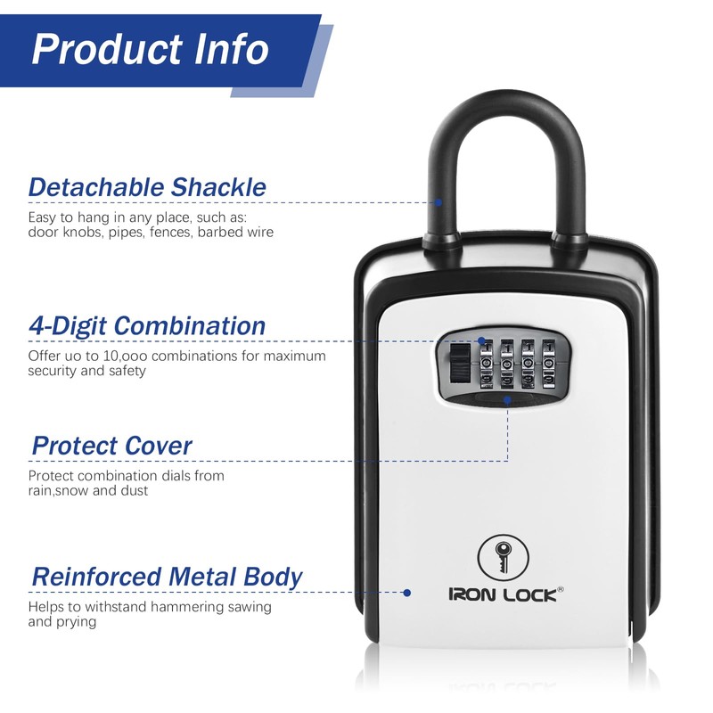 Iron Lock® XXL Key Lock Box Portable and Wall Mounted