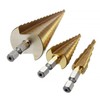 Large HSS 3pcs Steel Step Cone Drill Titanium Bit Set