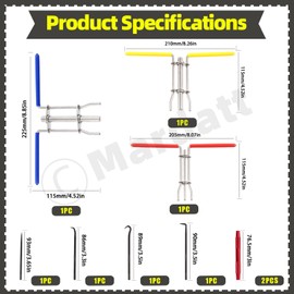 Mardatt 5Pcs Hydraulic Seal Installation Tools with Pick and Hook Set, 3 Sizes Cylinder Piston Rod Seal Install Tools Hydraulic U-Cup Seal Installation Tool Kit for Installing Automotive Marine