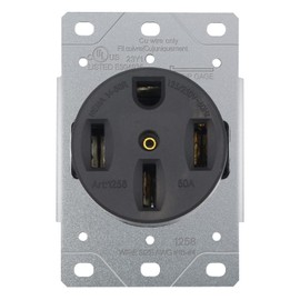 NEMA 14-50R Receptacle 50 Amp Flush Mounting Outlet, 3 Pole, 4 Wire 125/250V, Heavy Duty Commercial Industrial Grade UL Listed, Micmi