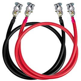 4 AWG UL 1426 Battery Cables - 13 ft Marine Grade Wire Tinned Copper Oxygen-Free Insulated - Standard PVC Wire with 2 Lug + 2 Terminals for Boat, Automotive, Speakers, Solar, Camper, RV & Trailers