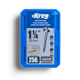 Kreg SML-C125 Tornillos para orificios ocultos de zinc - 1 1/4 pulgadas, rosca gruesa #8, cabeza Maxi-Loc (250 unidades)