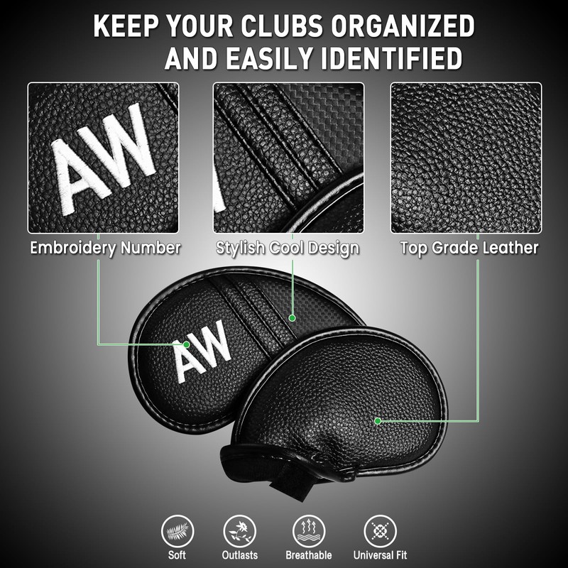 Golf Iron Head Covers Numbers Synthetic Leather Headcover Deluxe Value