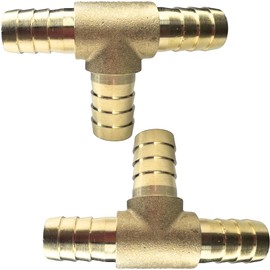 2pcs 5/8'' Hose Barb Tee T 3 Way Union Brass Pipe Fitting for Water Fuel Air by CX WONDERLAND