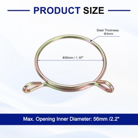 QUARKZMAN Kraftstoffleitungsschellen, 5 Stück 50mm ID 56mm max. ID 304 Edelstahl-Wasserrohr-Luftschlauch-Federschellen für Motorrad Roller ATV, verzinkt