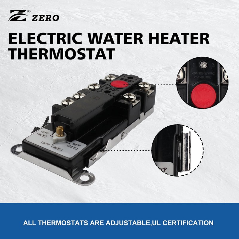 Zero KST202 Single Element Electric Thermostat,Water Heater Thermostat,Single Throw，UL Certification,Black