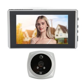 Digital Door Viewer, 4.5 Inch LCD Screen with 135 Degree Digital Door Viewer Spy, Automatic Night Vision Video Recording for Human Body Detection (Silver)