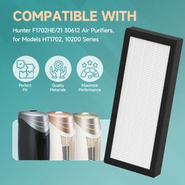 GoKBNY 2-Pack F1702HE 30612 True HEPA Replacement Filter Compatible with Hunter F1702HE/21 30612 Purifiers, for Models HT1702, 10200 Series