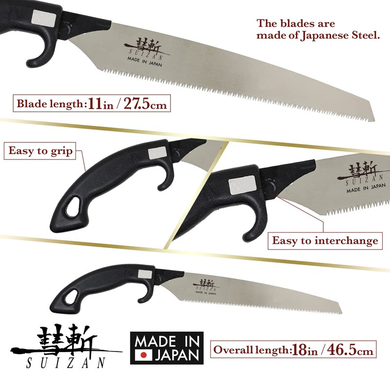 SUIZAN Timber Framing Saw 11" - Professional Japanese Pullsaw Handsaw