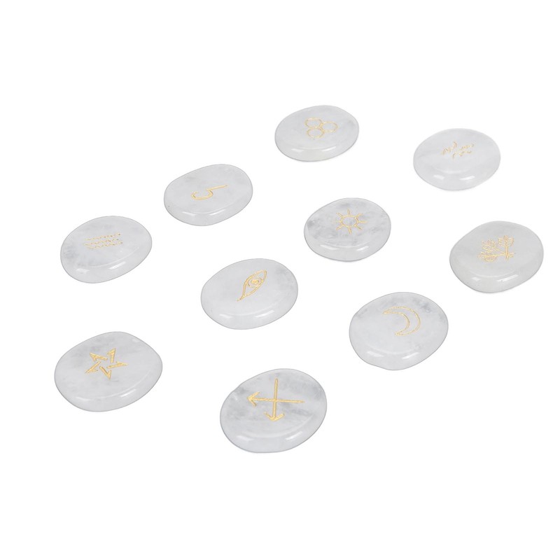 10Pcs Engraved Rune Stones Palm Stones Healing Witch Rune Stone