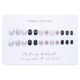 CATKIN Press On Nail Fasle Nail with design 24pcs Full Cover Reusable Acrylic Nails Artificial Nails for Women girls Medium Square Decoration Fake Nails Black Purple 05