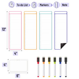 Mr. Pen- 4" x 12" Magnetic Dry Erase to Do List, 11 pcs, Neon Style, 4X Dry Erase to Do List White Board, 6X Colorful Whiteboard Markers and 6" x 4" Magnetic Whiteboard Note