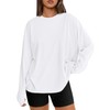 Trendy Queen Womens Oversized Long Sleeve T Shirts 2025 Basic Crewneck Tee Fall Tops Casual Workout Y2K Clothes White L
