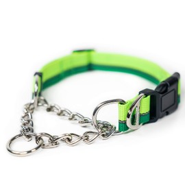 Mighty Paw Martingale Dog Collar - Gentle Correction with No More Pulling - Strong 100% Stainless Steel Chain - Weatherproof Won't Rust - Built to Last Premium Quality Nylon - Durable Plastic Buckle