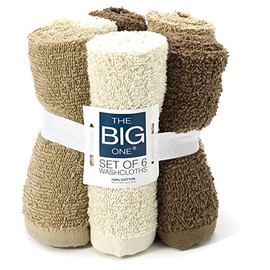 The Big One 6-pack Solid Washcloths (Linen)