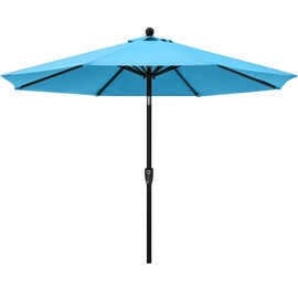 ABCCANOPY 9FT Patio Umbrella - Outdoor Waterproof Table Umbrella with Push Button Tilt and Crank, 8 Ribs UV Protection Pool Umbrella for Garden, Lawn, Deck & Backyard (Turquoise)