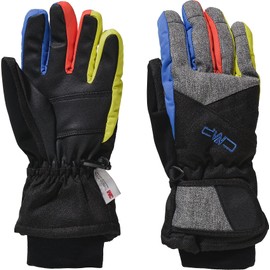 CMP - Guanti da sci in twill per bambini, Nero-Royal-Limeade, 4.5