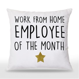 Udinaz Work from Home Employee of The Month Funny Employee Appreciation 18 x 18 Inches Throw Pillow Covers, Bedroom & Living Room Decor, Work Gift