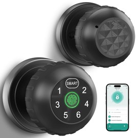 Onemake Smart Door Knob Lock Fingerprint Door Lock with Keypad, Biometric Door Knob with APP, Keyless Entry Door Lock with Handle for Home Office Hotel Apartment Garage(Matte Black)