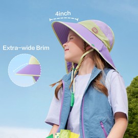 KOCOTREE Baby Sun Hat, Wide Brim Summer Hat for Infants & Toddlers with Adjustable Chin Strap, Purple, Large