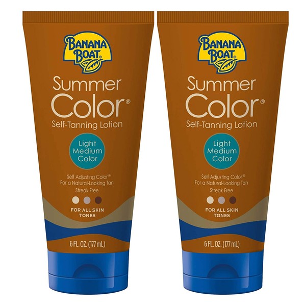 Banana Boat Summer Color Sunless Self Tanning Lotion, Reef Friendly, Light/Medium, 6oz. - Twin Pack