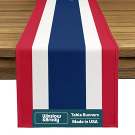 American Flag 4th of July Table Runner | Red White and Blue Stripes | Patriotic Memorial Day, Independence Day Table Decorations | Indoor Outdoor Home Decor | Made in America - 14 x 90 Inches Long