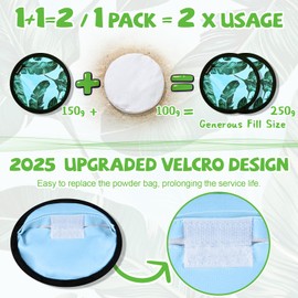 Uspring 2 Pack Sand Remover for Beach Vacation Essentials Summer Must Haves Sand Remover with Velcro, Replaceable Powder Bag, Beach Accessories for Women Kids Family Cruise Trip Gifts, Generous 500g