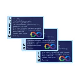 Autism Alert Card | ADHD Awareness Cards Infinity | Write on Cards 3 Pack | Secure ID | Autism ID with Emergency Contacts