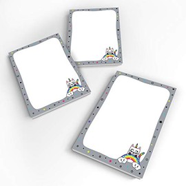 JuNa-Experten Party Bag Set of 12 Bookmarks + 12 Mini Notepads Unicorn Cat / Gift for Children's Birthday Girls Kids Party Accessories Giveaways