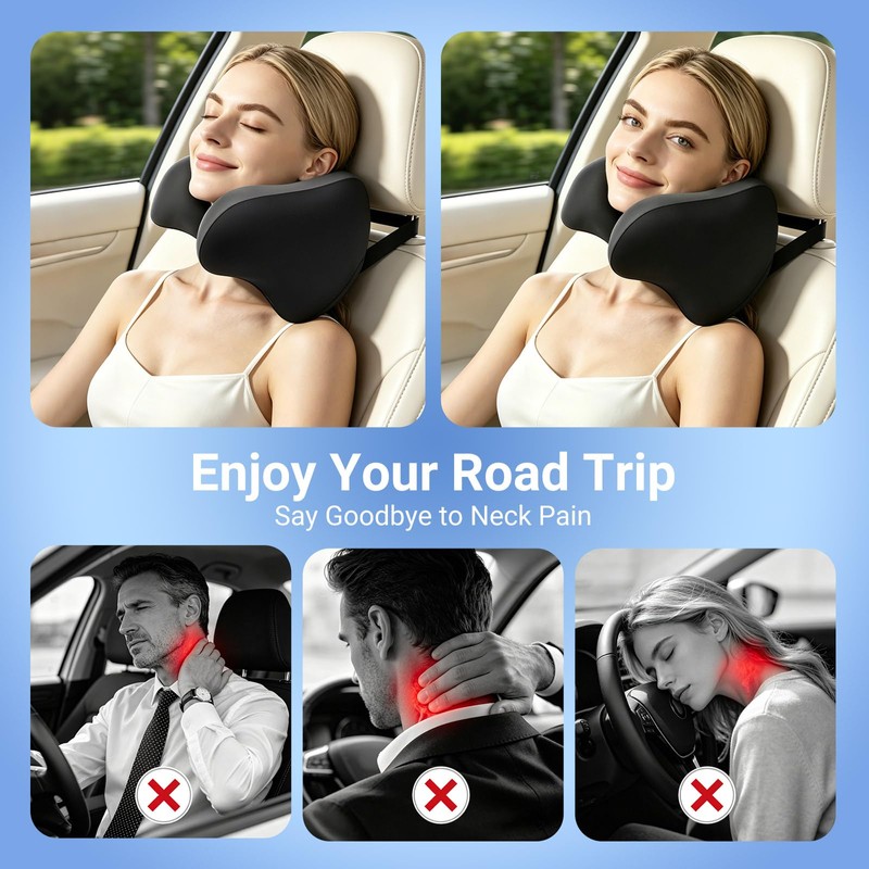 RURISUN U Shaped Pillow,Car Headrest Pillow, for Sleeping with Adjustable