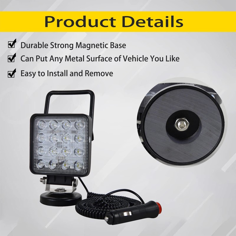 PICAA 1-Piece 4 Inch LED Work Light with Magnetic Base,