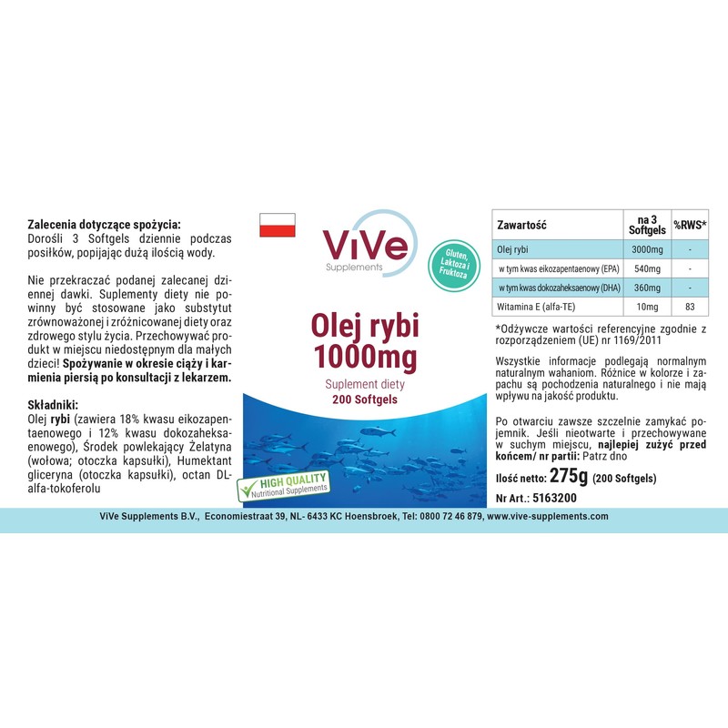 Fish Oil - 200 Softgels - 3000 mg per Daily
