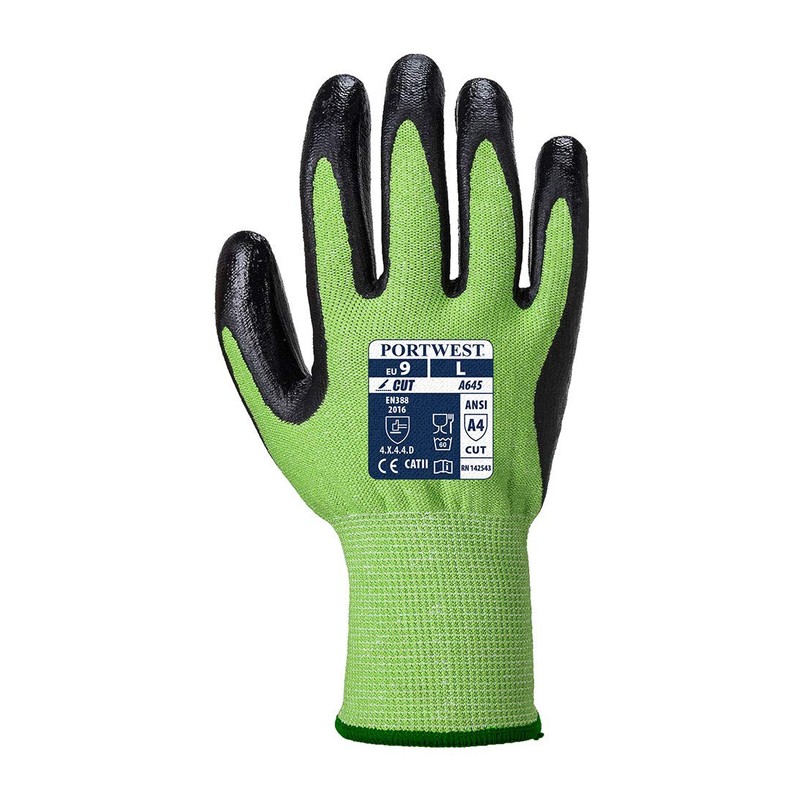 Portwest A645 Cut Resistant Green Cut - Nitrile Foam Green/Black,