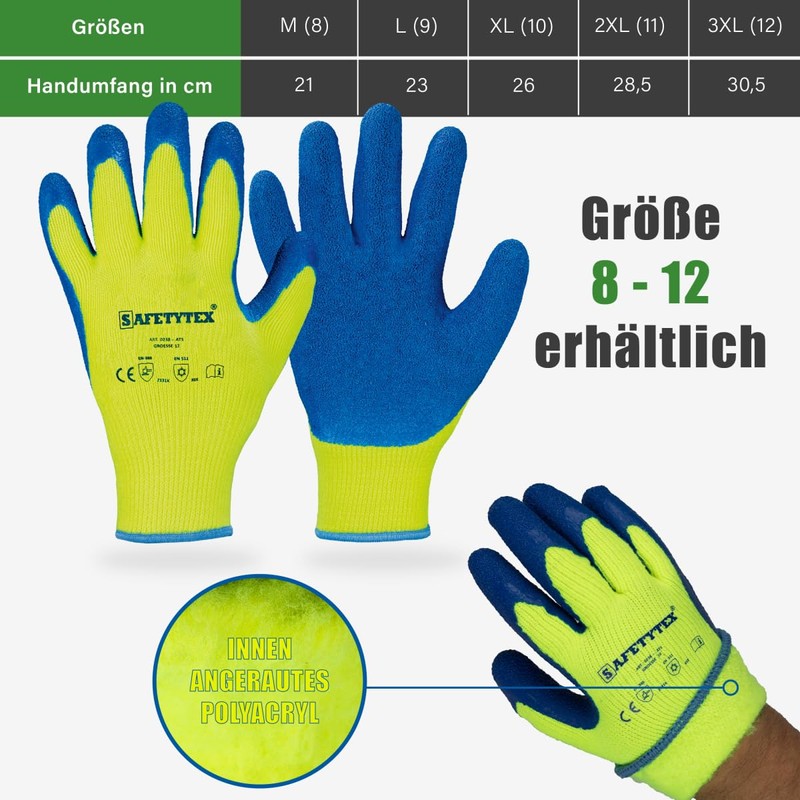 Safetytex Winter Work Gloves - Lined Cold Protection Gloves -